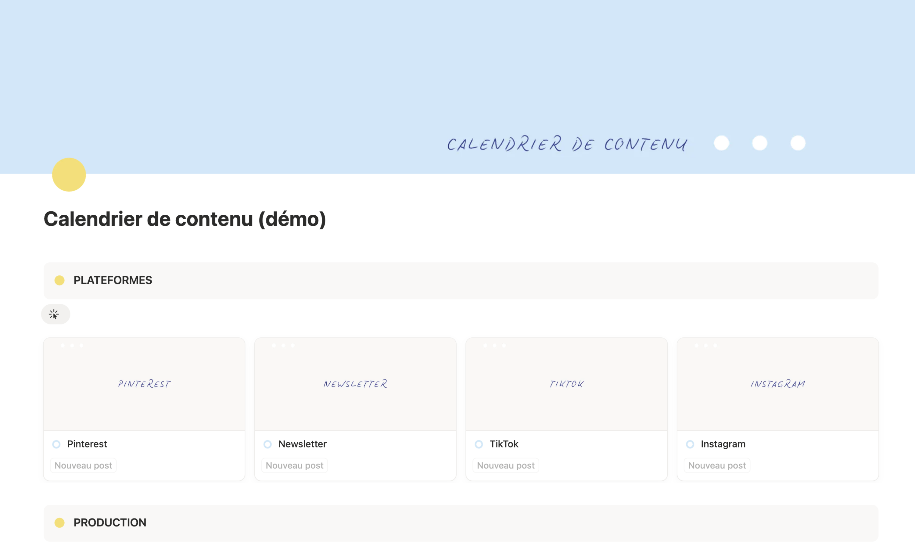 Calendrier de contenu