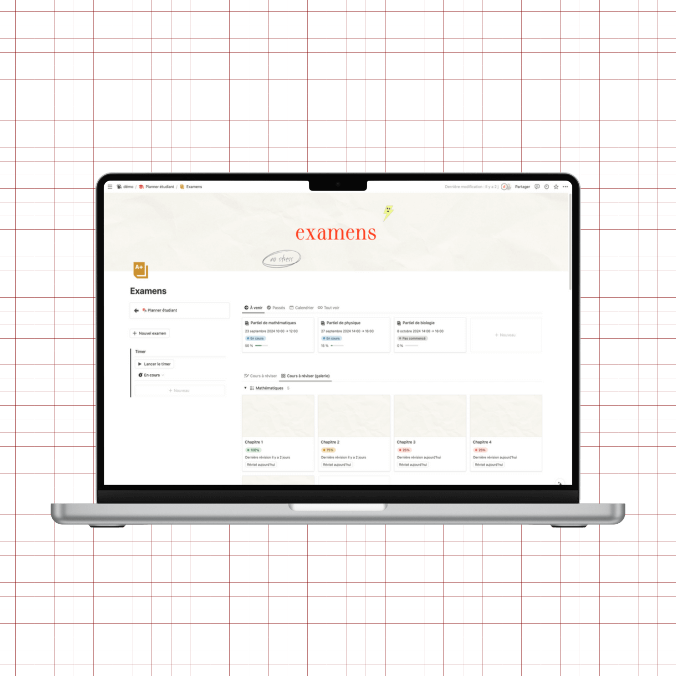 planner étudiant notion suivi des examens et révisions