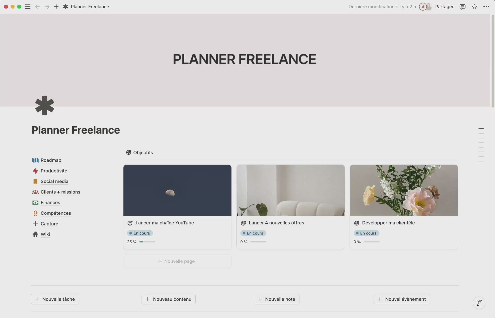 video planner notion freelance