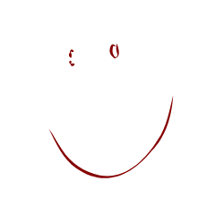 sourire dessiné au crayon rouge foncé