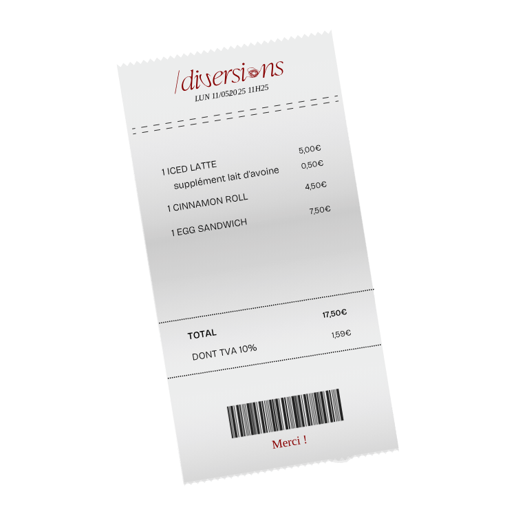Ticket de caisse pour un coffee shop