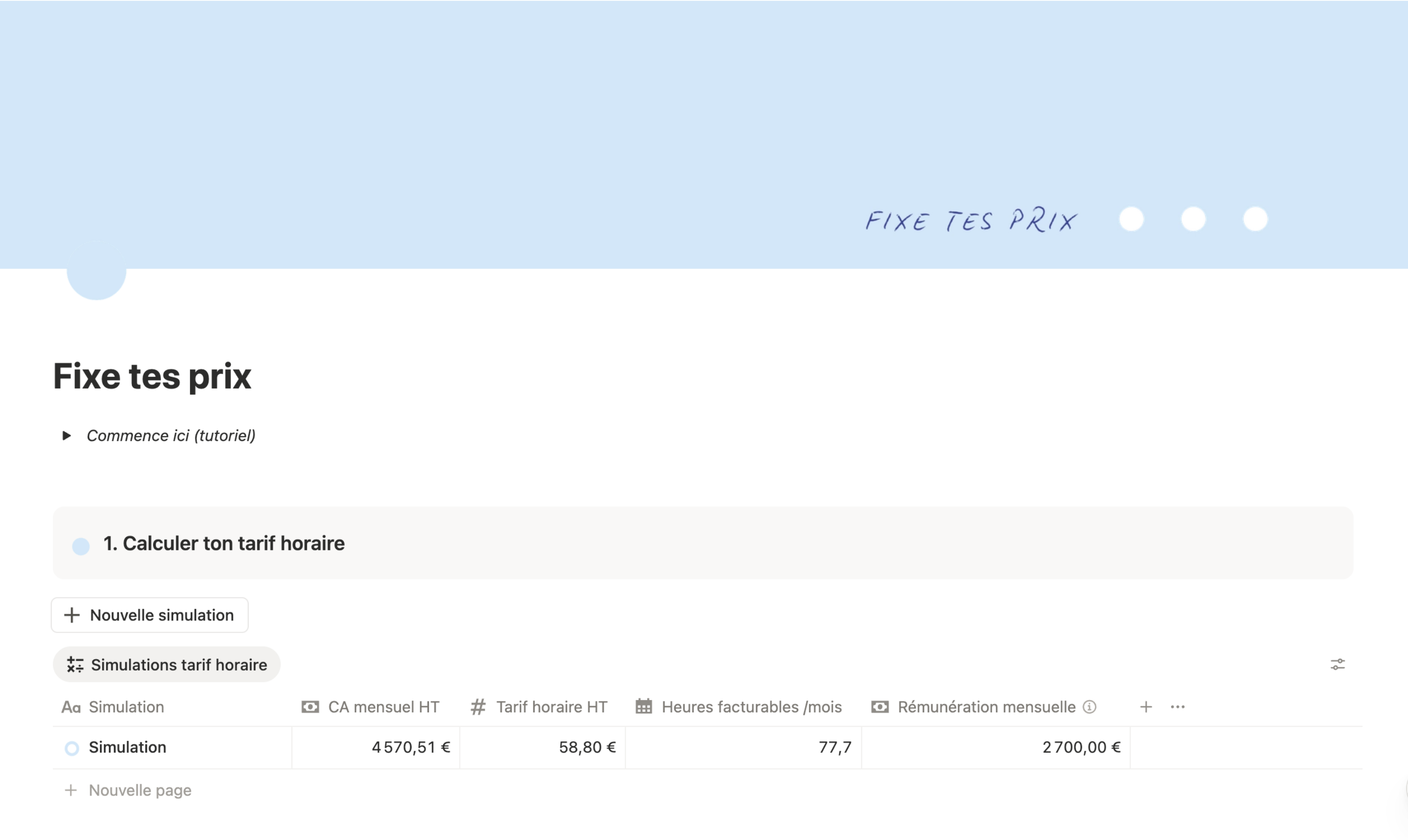 Fixe tes prix