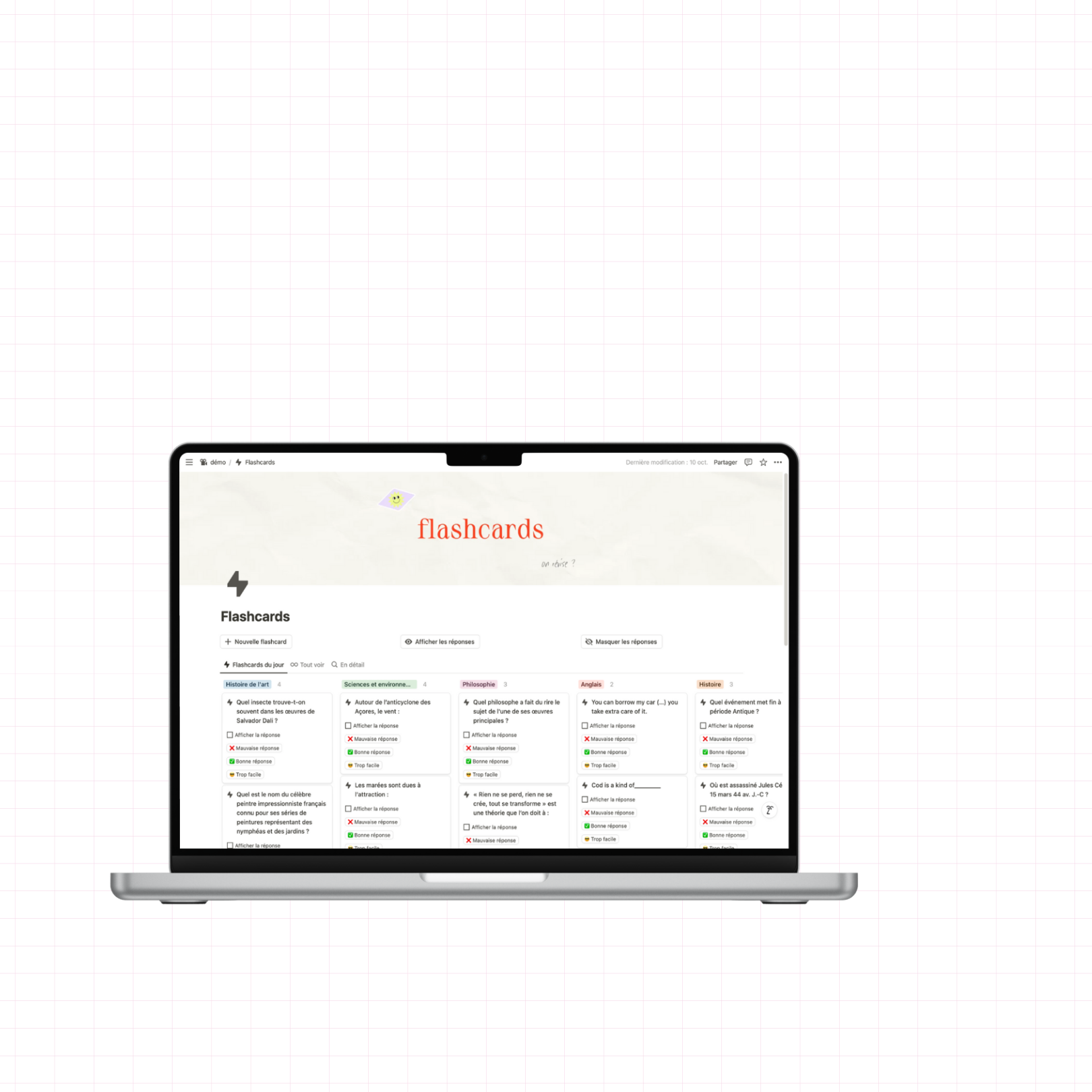 flashcards template notion gratuit en français