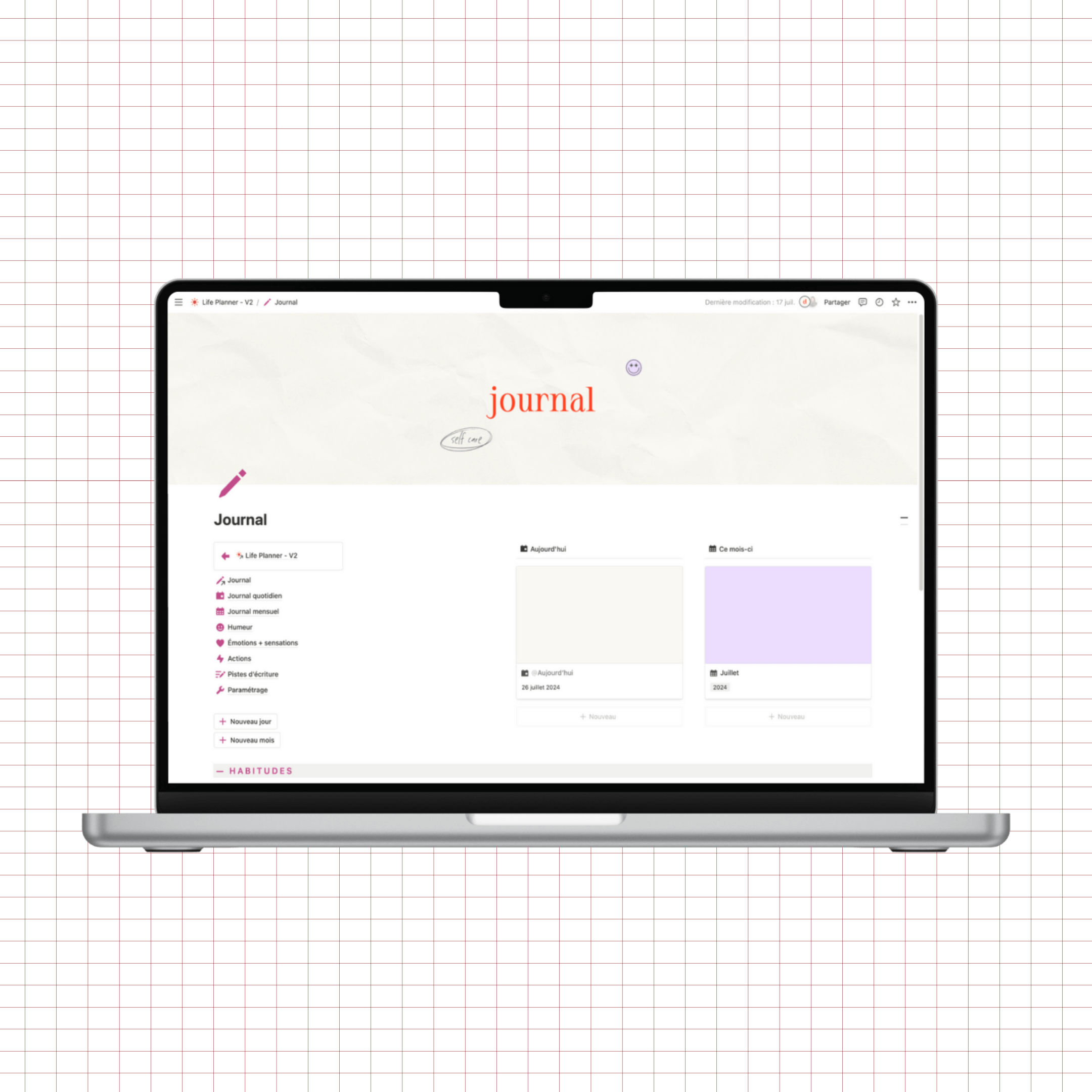 life planner notion journal