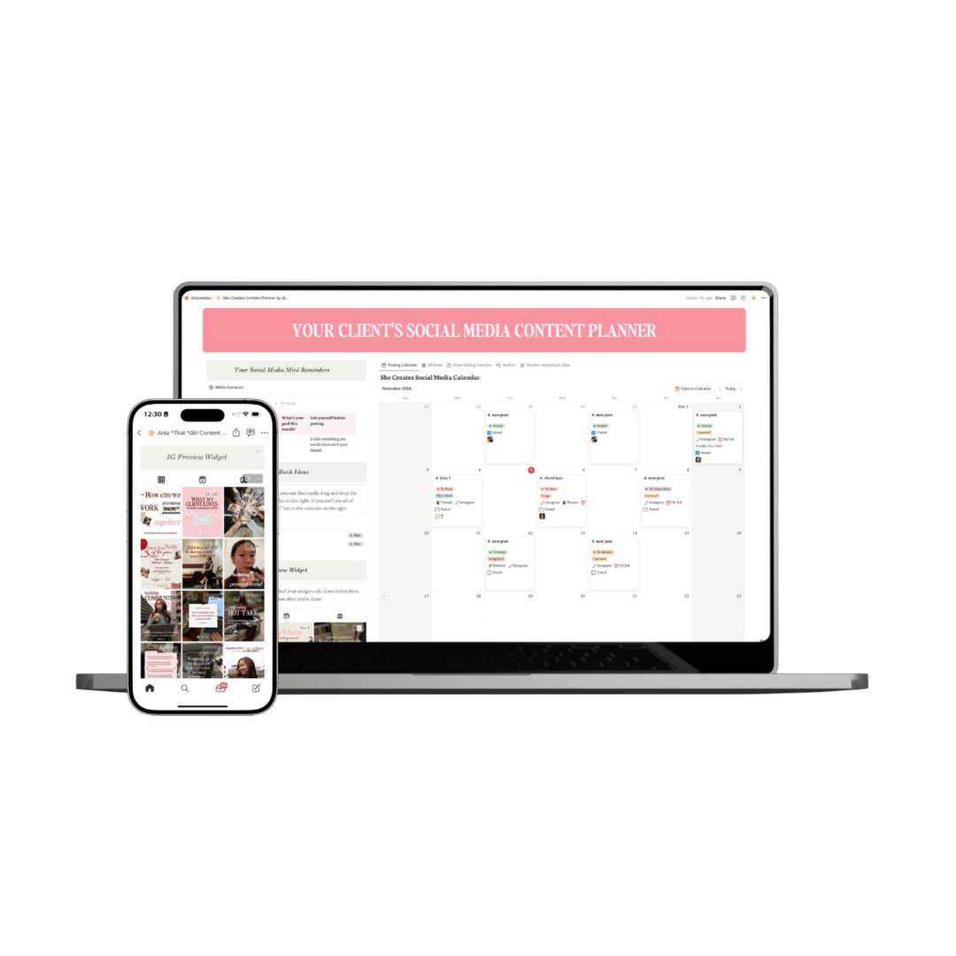 widget notion aperçu feed instagram shecreates